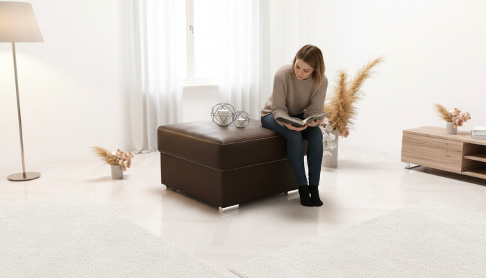 Hocker Polsterhocker Sëtzhaus Edler Truh Box Pouf Fousshocker Sëtz