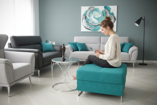 Hocker Bank Textil Stoff Holz Stil Designer Nei Sëtz Polster Bank Polster Sëtz