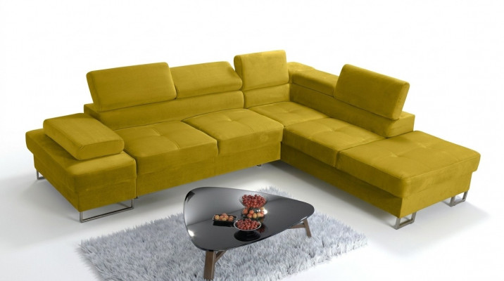 Eckcouch Polsterung Canapé Stoff Wunnzëmmer L-Form Modern Giel Design Canapéen Nei