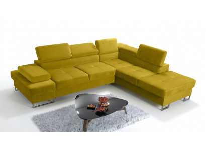 Eckcouch Polsterung Canapé Stoff Wunnzëmmer L-Form Modern Giel Design Canapéen Nei