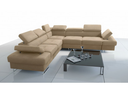 Sofa Canapé Polster L-Form Wunnzëmmer Design Ecke Lieder Nei Beige Luxus