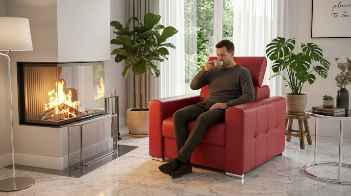 Sesselen Modern Lounge Club Wunnzëmmer Modern Textil Stoff Rout Kreativ Miwwelen