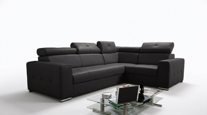 Canapé Ecksofa Couch Polsterung Wunnzëmmer Lieder L-Form Nei Modern Schwaarz Design Canapéen