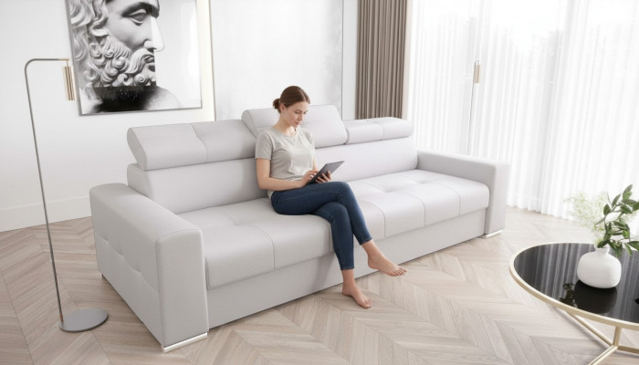 Modern 3-Sëtz Sofa Zëmmer Miwwelen Wäiss Polster Dräisëtzer Canapé Design Sofa