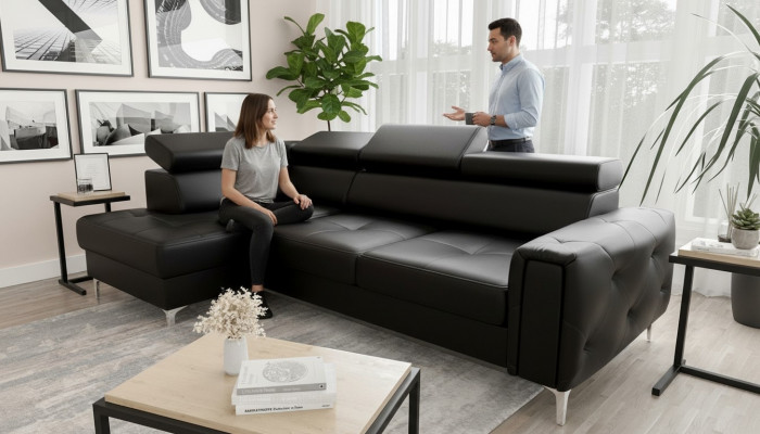Liederdivan L-Form Canapé Wunnzëmmer Eck Design Wunnlandschaft Canapéen Divanen Nei