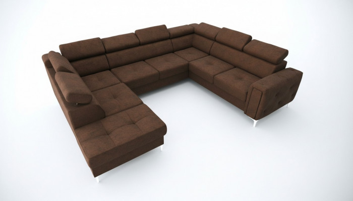 Sofa U-Form Stoffsofa Couch Wunnlandschaft Design Modern Lëder Sofas Bruan Nei