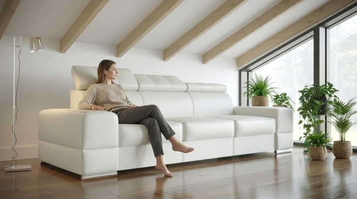 Design XXL Canapé Sofa 4 - Sitzer Couch Lieder Polster Wäiss Luxus Sofa Véiers etzen