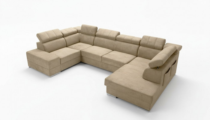 Eckcanapé an U-Form Sofa Canapé Textil Canapéen Design Wunnlandschaft Bettfunktioun Stoff