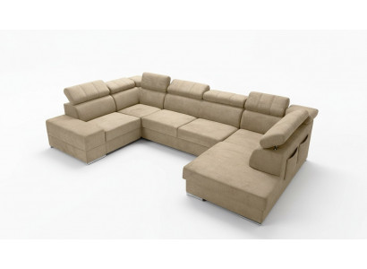 Eckcanapé an U-Form Sofa Canapé Textil Canapéen Design Wunnlandschaft Bettfunktioun Stoff