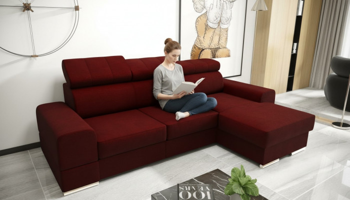 Wunnlandschaft Bettfunktioun Stoff Eckssofa L-Form Sofa Canapé Design Textil Sofas