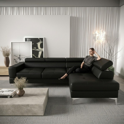 Multifunktioun Sofacouch Eckpolsterung Wunnzëmmer L-Form Schwaarz Modern Luxus