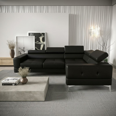 Multifunktioun Sofacouch Eckpolsterung Wunnzëmmer L-Form Schwaarz Modern Luxus