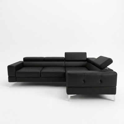 Multifunktioun Sofacouch Eckpolsterung Wunnzëmmer L-Form Schwaarz Modern Luxus