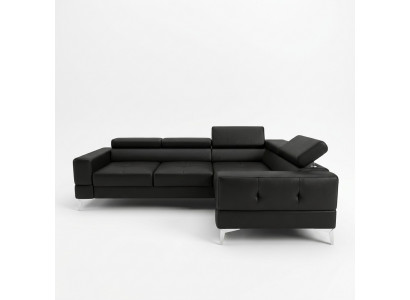 Multifunktioun Sofacouch Eckpolsterung Wunnzëmmer L-Form Schwaarz Modern Luxus