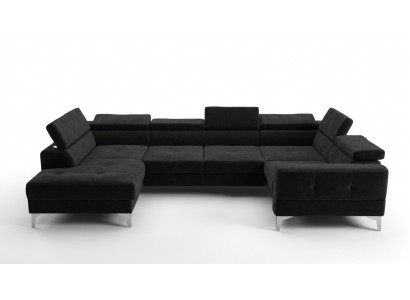 Modern Luxus Automateschen Ecksofa Stoff U-Form Couche Textil Schwaarz Elegant Nei