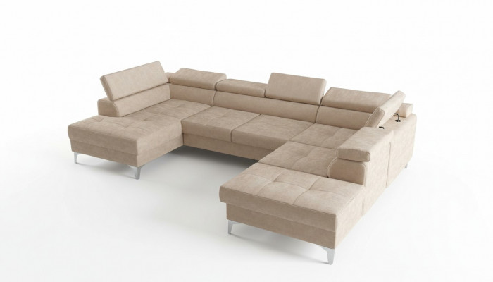 Modernen Design Gepolstert Couch Wunnzëmmer Ecksofa U-Form Lieder Holz Nei