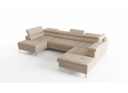 Modernen Design Gepolstert Couch Wunnzëmmer Ecksofa U-Form Lieder Holz Nei