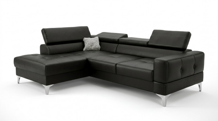 L-Form Miwweldesign Schwaarzt Lieder Holz Neien Modern Luxus Italien Eckcouch Sofae.