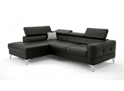 L-Form Miwweldesign Schwaarzt Lieder Holz Neien Modern Luxus Italien Eckcouch Sofae.