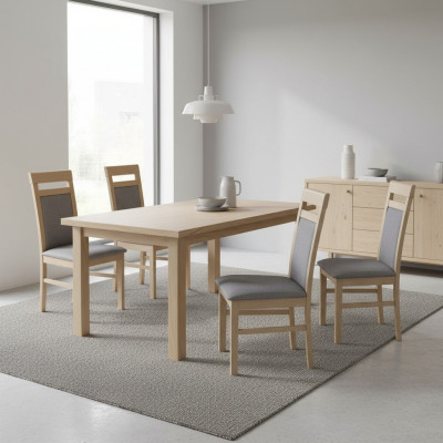 Gruppe Stull Garnitur Textil Stoff Holz Gepolsterte Iesszëmmer Still 4x Stull