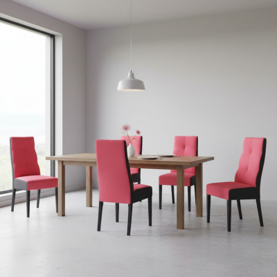 Set vu 4 x Still Sessel Design Holz Textil Gepolsterte Stillen Gastro Iesszëmmer Stoff Nei
