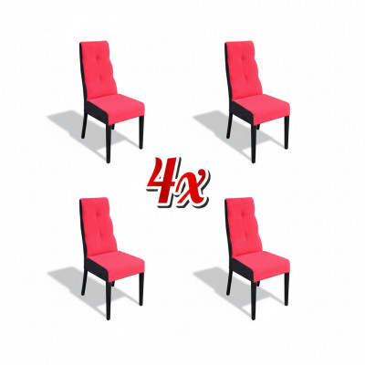 Set vu 4 x Still Sessel Design Holz Textil Gepolsterte Stillen Gastro Iesszëmmer Stoff Nei