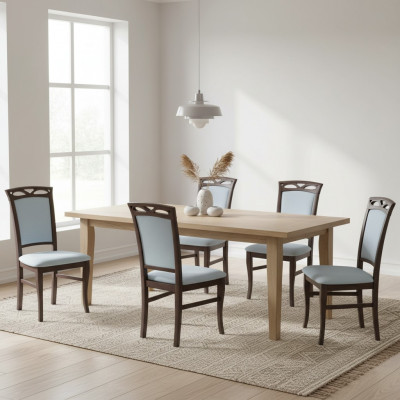 Iesszëmmerstull Léin Still Iesszëmmerstill Neien Textil Set 4x Massiv Holz Stull