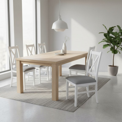 Set Holz Textil Still 6x Still Iessgrupp Design Iess Zëmmer Stull Massiiv Holz