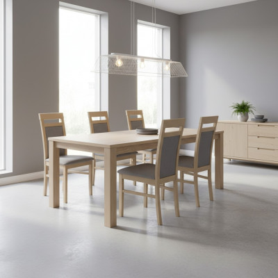 Garnitur Holz Lehn Polster Still Esszëmmer Textil Set 6x Fauteuil Stull Grupp