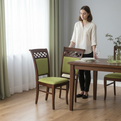 Iesszëmmer Still Holz Design Fauteuil Polster Set 6x Still Stull Textil Gruppen