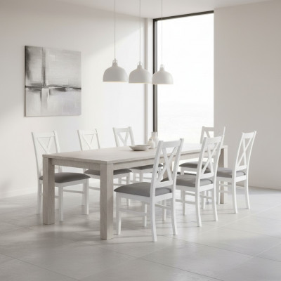Designer Holz Stoff Polster Still Gastro Iesszëmmer Textil Set 8x Sessell Stull