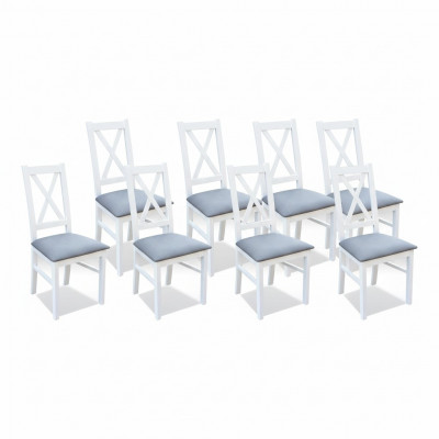 Designer Holz Stoff Polster Still Gastro Iesszëmmer Textil Set 8x Sessell Stull