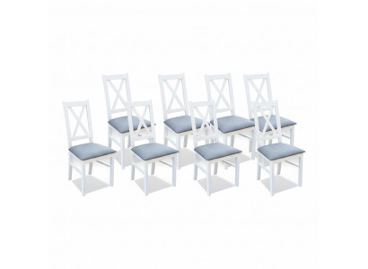 Designer Holz Stoff Polster Still Gastro Iesszëmmer Textil Set 8x Sessell Stull