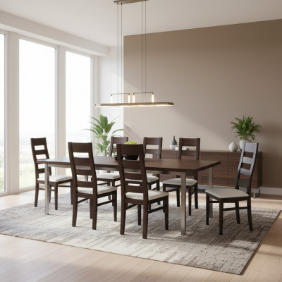 Grupp Sëtz Polster Lehn Still Garnitur Holz Massiv Luxus Sëtz Set 8x Stull