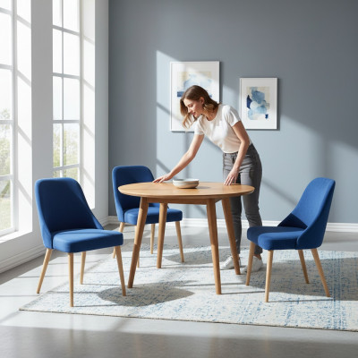 Elegant Modern Still Holz Iesszëmmer Miwwel Set 4x Still Luxus Nei Blo Nei