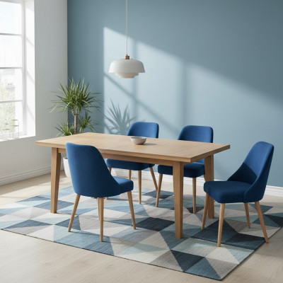 Elegant Modern Still Holz Iesszëmmer Miwwel Set 4x Still Luxus Nei Blo Nei
