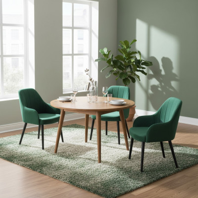 Kichen Still Elegant Iesszëmmer Stoff Nei Set 4x Sessel Stull Design Holz Textil