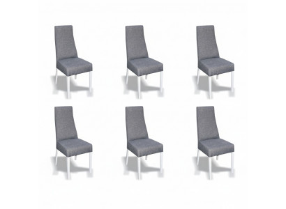 Grupp Set Wunn Eechten Holz Iesszëmmer Garnitur Lehn Samett Textil Stull 6x Still