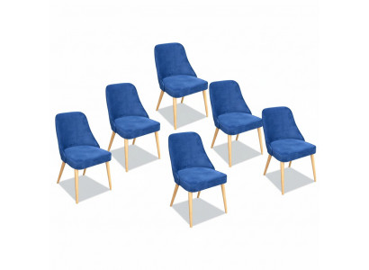 Kichen Iesszëmmer Still 6x Stull Grupp Still Garnitur Textilstoff Holz Miwwelen