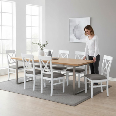 Iesszëmmer Still Textil Set 8x Stull Designer Holz Stoff Polsterstill Gastro