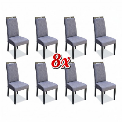 Iesszëmmer Still Stoff Set 8x Sesselen Textil Stull Designer Holz Polster Miwwelen