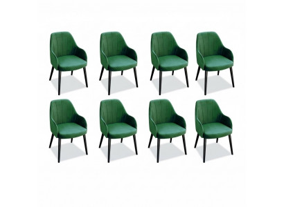 Iesszëmmer Still Stoff Set 8x Sessel Stull Designer Holz Textil Polster Still