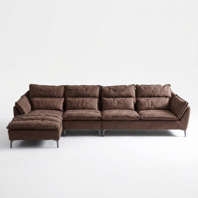 Wunnzëmmer Design Eck Textil Lieder Brong Luxus Sofa Couch Polstersëtzung L-Form Nei