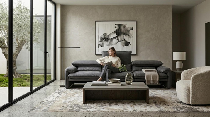 Design Sofas XXL Sofa 4 Sëtzer Textil Grouss Nei Wunnzëmmer Couch Polster.