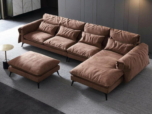 Wunnlandschaft L-Form Modern Braun Design Sofaen Ecksofa Polsterung
