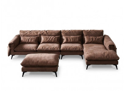 Wunnlandschaft L-Form Modern Braun Design Sofaen Ecksofa Polsterung