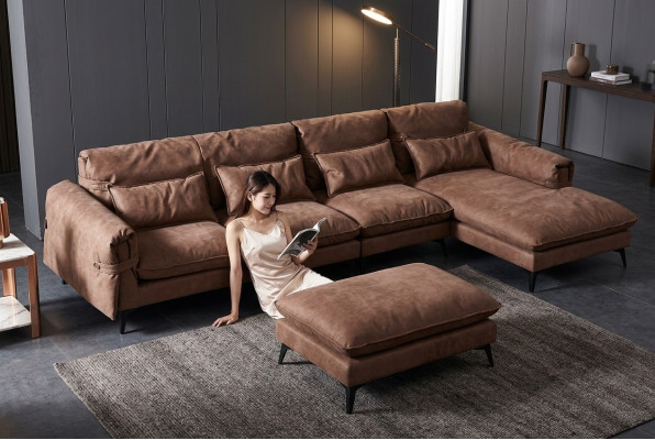 Luxus modern Ecke-Set am L-Form Canapé Polsterung Wunnzëmmer Wunnlandschaft