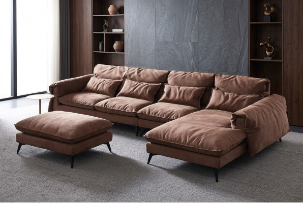 Luxus modern Ecke-Set am L-Form Canapé Polsterung Wunnzëmmer Wunnlandschaft
