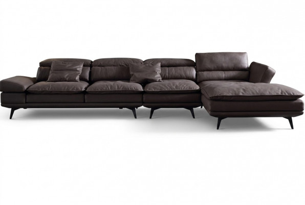 Wunnzëmmer L-Form Modern Braun Design Sofas Nei Ecksofa Polsterung
