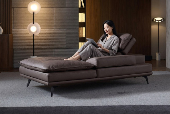 Wunnzëmmer Lounge Miwwelen Modern Design Sofa Lieder Braun Chaiselongue